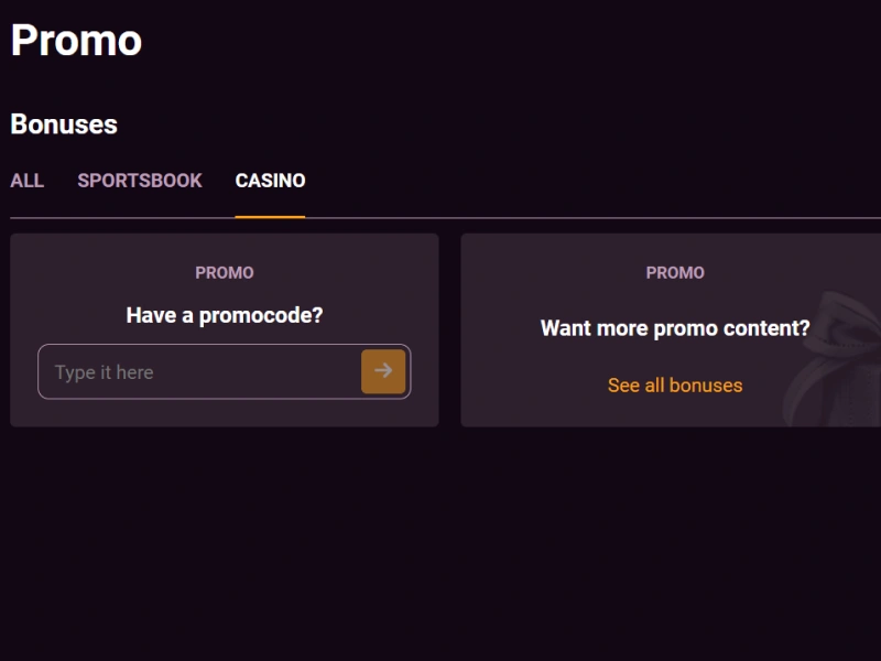 Entering no deposit bonus code in Ricky Casino account settings