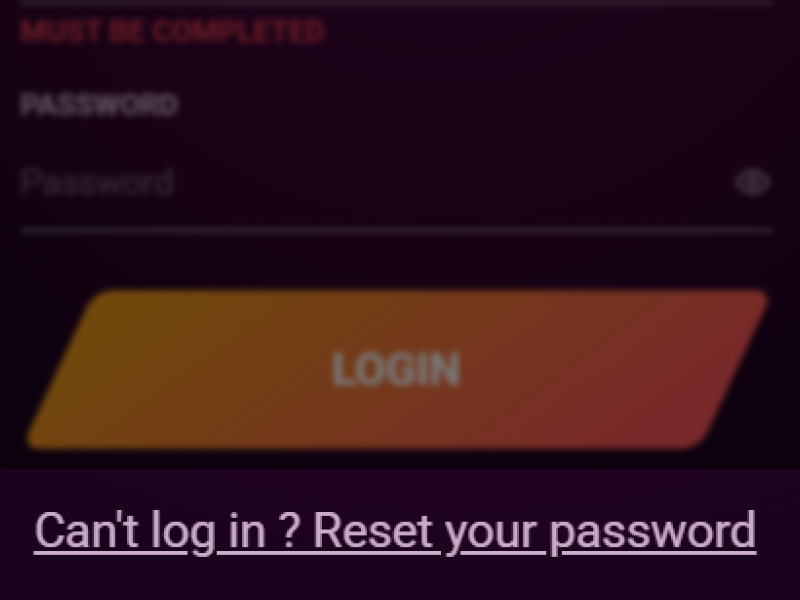 Forgot password link on Ricky Casino login screen