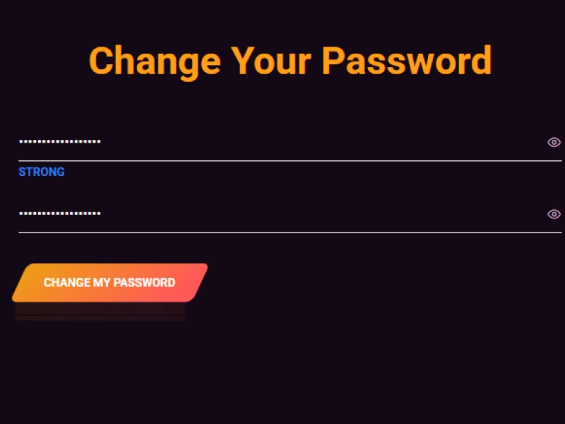 Creating a new password on Ricky Casino password reset page