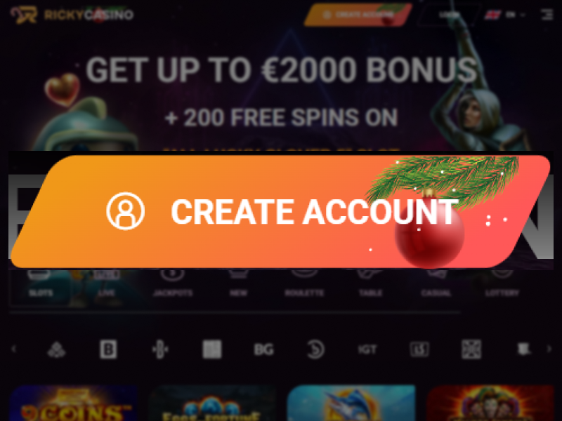 Clicking the Sign Up button on Ricky Casino homepage