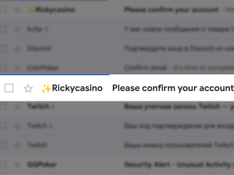 Ricky Casino account profile page for entering personal details and verification
